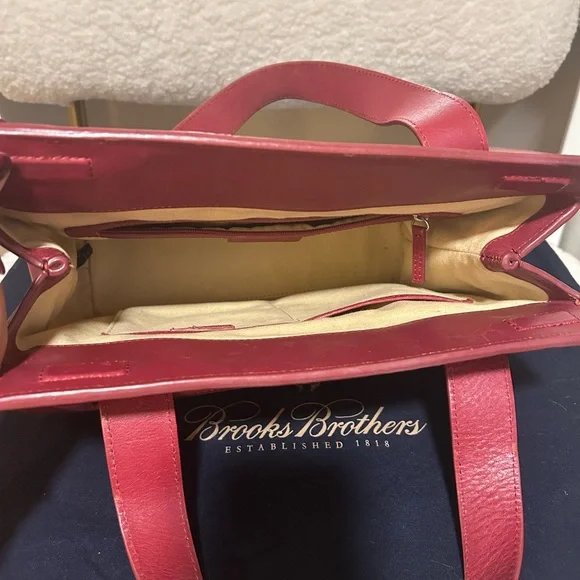 Brooks Brothers Red Leather Woman Doble Handle Tote - Picture 4 of 9